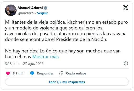 twitt manuel adorni ataque