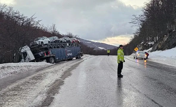 Un camión batea sufrió un despiste sobre la Ruta 3 a la altura de Tierra Mayor (1)
