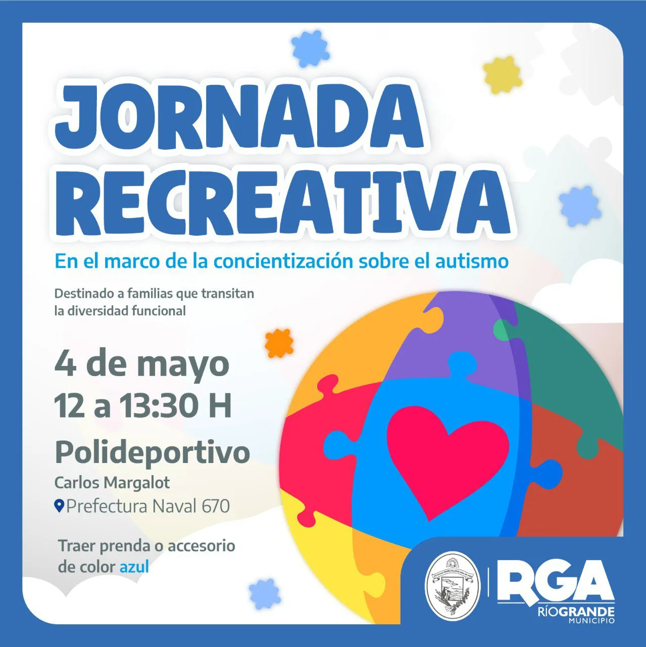 Jornada recreativa por el mes de concientización del Espectro Autista en Río Grande