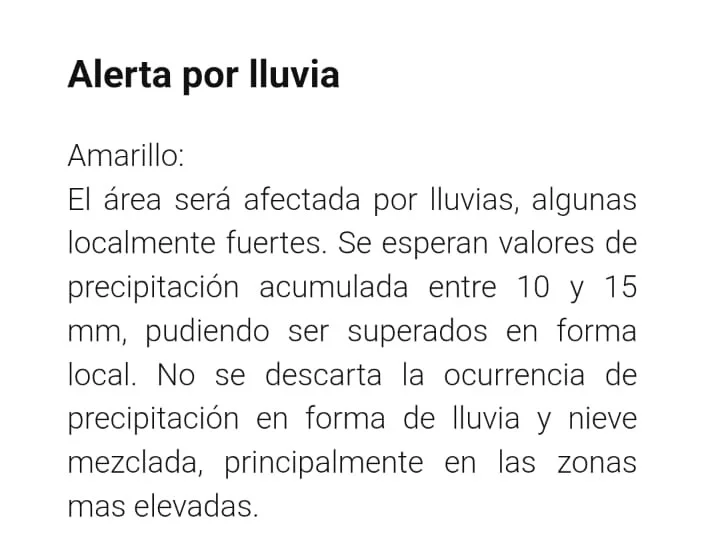 Alerta por lluvias