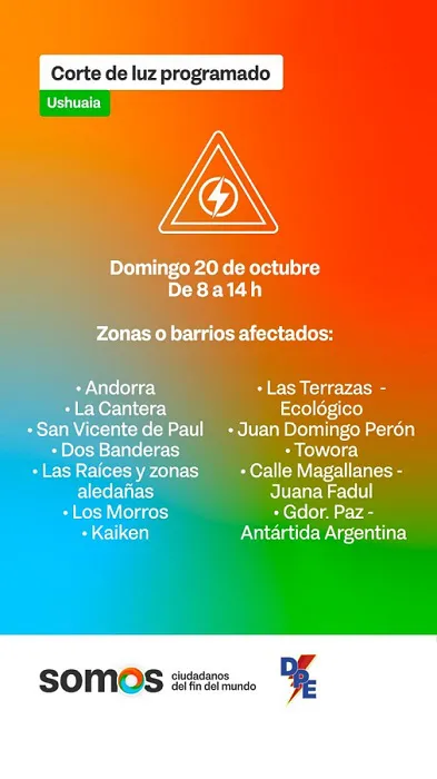 Habrá cortes de energía programados en Ushuaia por trabajos en el Centro Torelli (3)