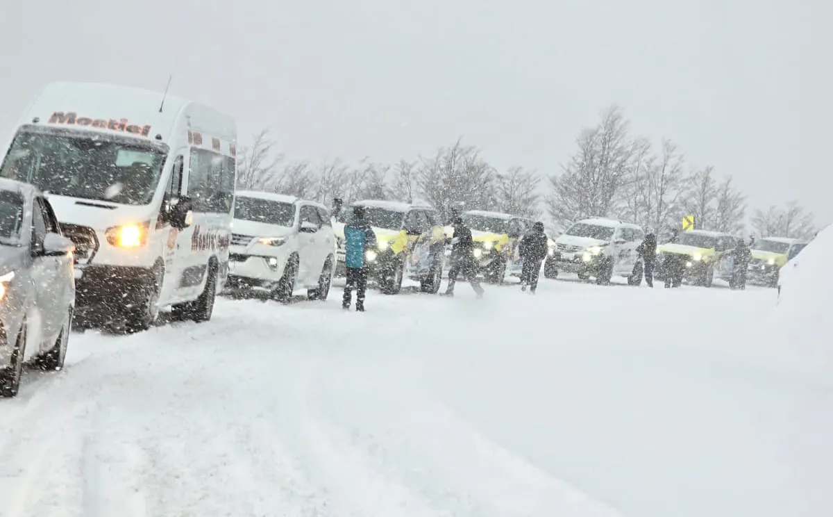 Debido al temporal de nieve quedó restringida la circulación sobre la Ruta 3 (1)