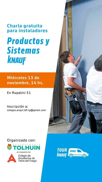 Brindarán una charla gratuita para instaladores de productos Knauf en Tolhuin