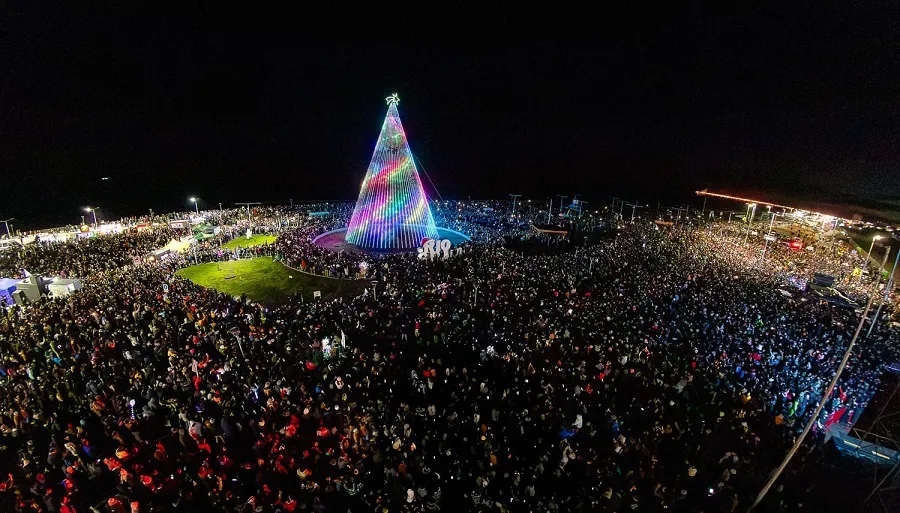 Miles de vecinos disfrutaron del show de los Palmeras en la previa al encendido del Arbolito  (2)