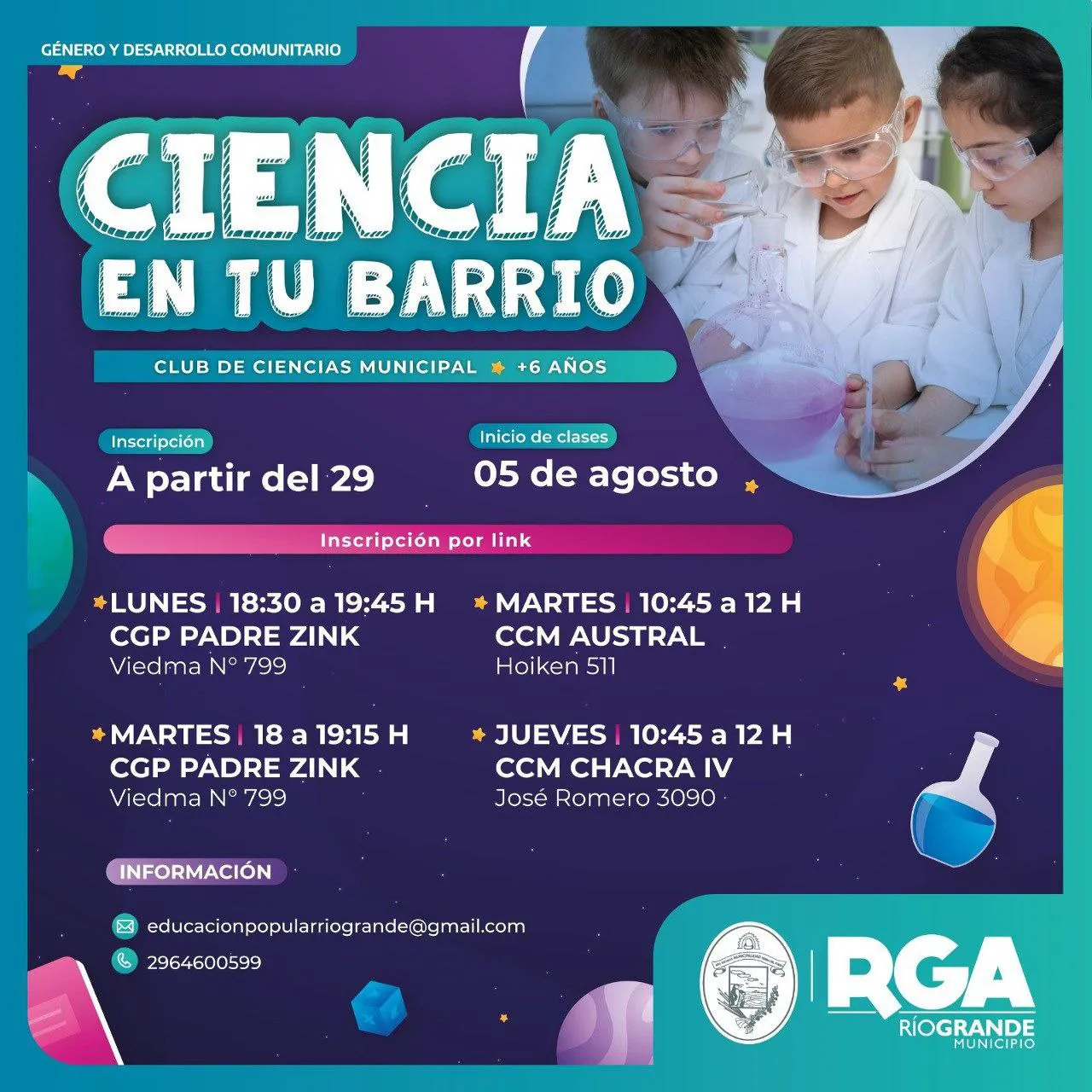 Desde este lunes comienzan las actividades para chicos del club “Ciencia en tu Barrio” (2)