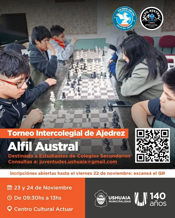 Abren inscripciones para el torneo de ajedrez “Alfil Austral” en Ushuaia 2