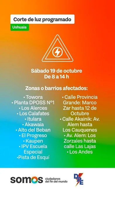 Habrá cortes de energía programados en Ushuaia por trabajos en el Centro Torelli (2)