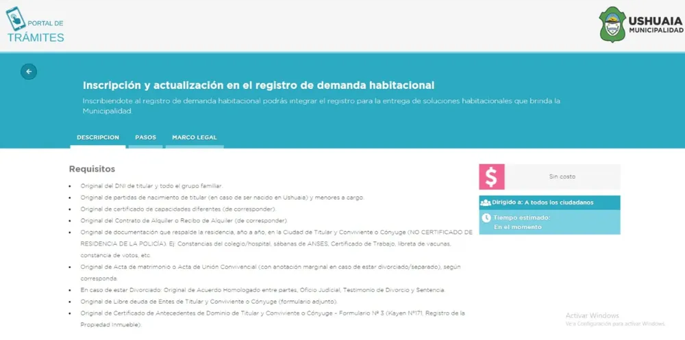 Hasta el 30 de agosto permanece abierto el registro de demanda habitacional de Ushuaia