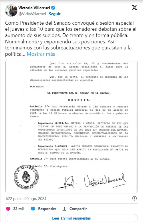 victoria villarruel aumentos