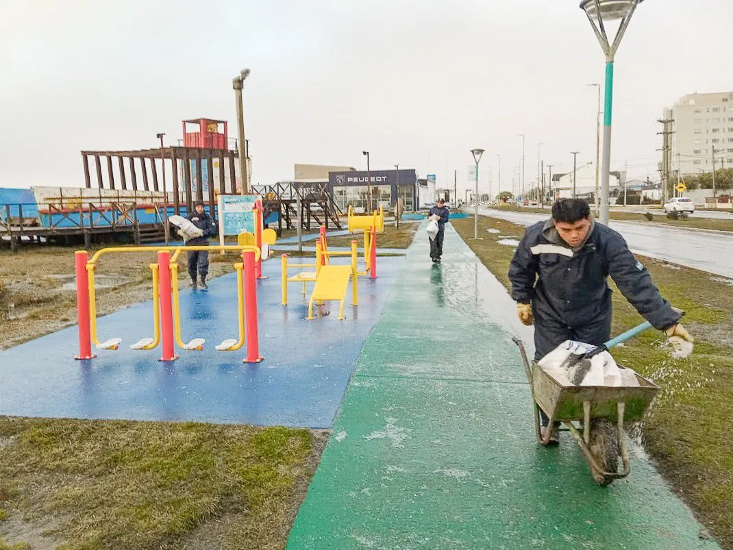 Avanzan los trabajos de despeje de hielo en diversos sectores de la ciudad (2)